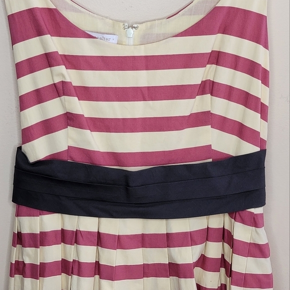 Anthro Corey Lynn Calter | Caranday Pink Cream Striped A-Line Dress Size 6 - Picture 3 of 5